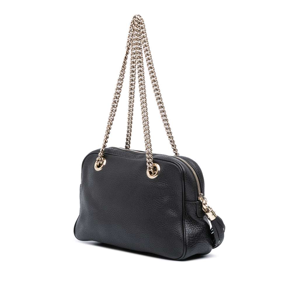 Gucci Pebbled Leather Soho Chain Zip Shoulder Bag - Back view