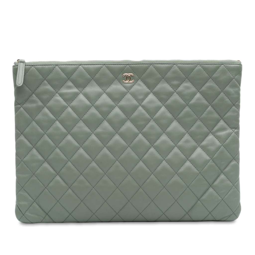Chanel Large Quilted Lambskin O Case Clutch