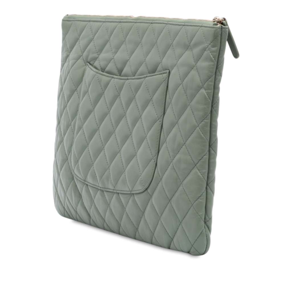 Chanel Large Quilted Lambskin O Case Clutch - Back view