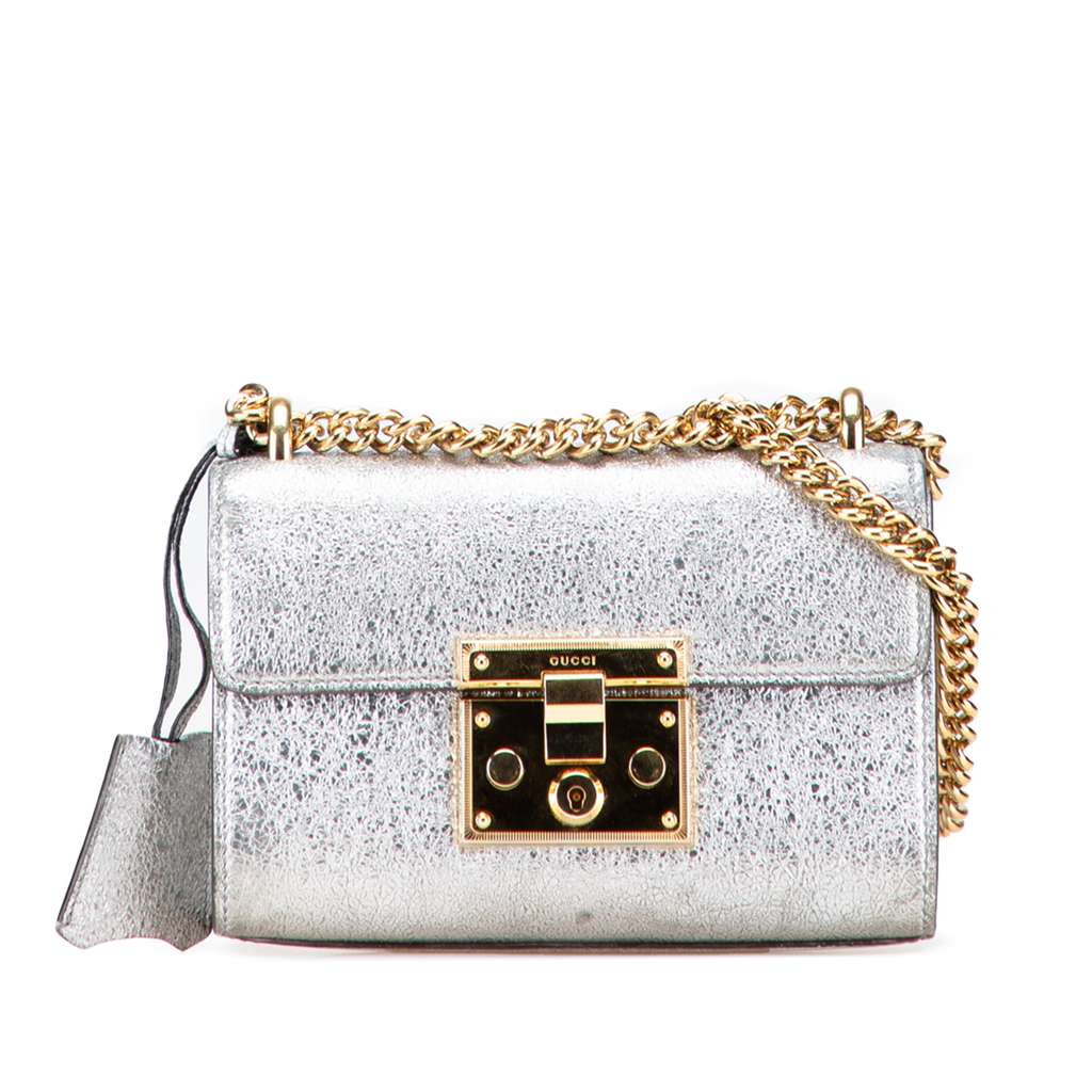 Gucci Small Metallic Leather Padlock Crossbody