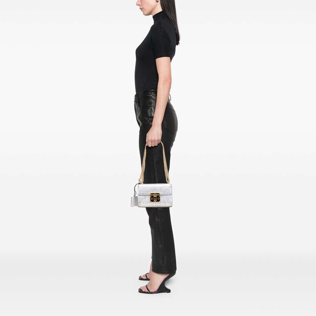 Gucci Small Metallic Leather Padlock Crossbody - Image 13