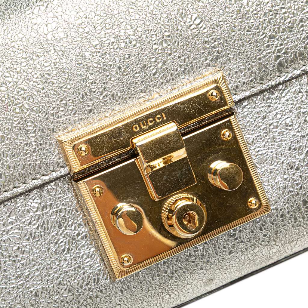 Gucci Small Metallic Leather Padlock Crossbody - Image 10