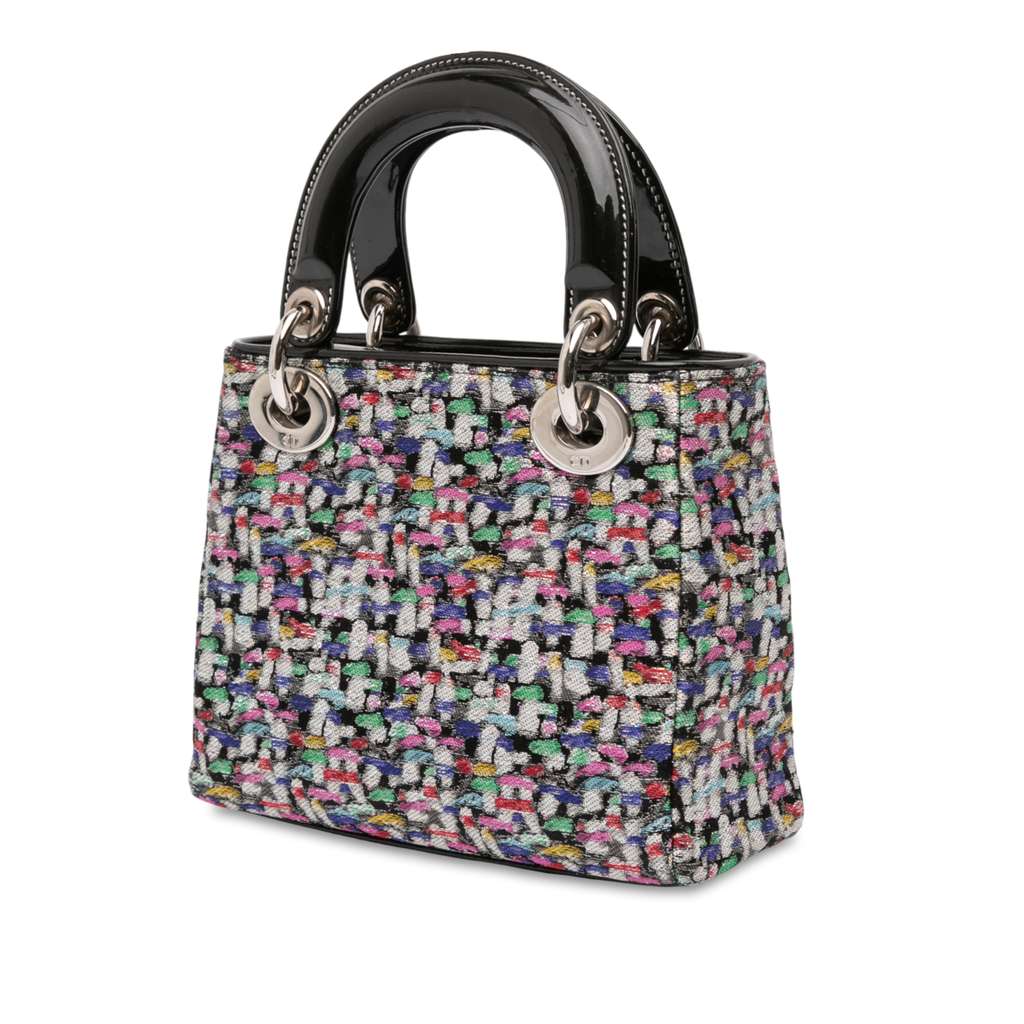 Dior Mini Multicolor Metallic Fabric and Patent Leather Lady Dior - Back view