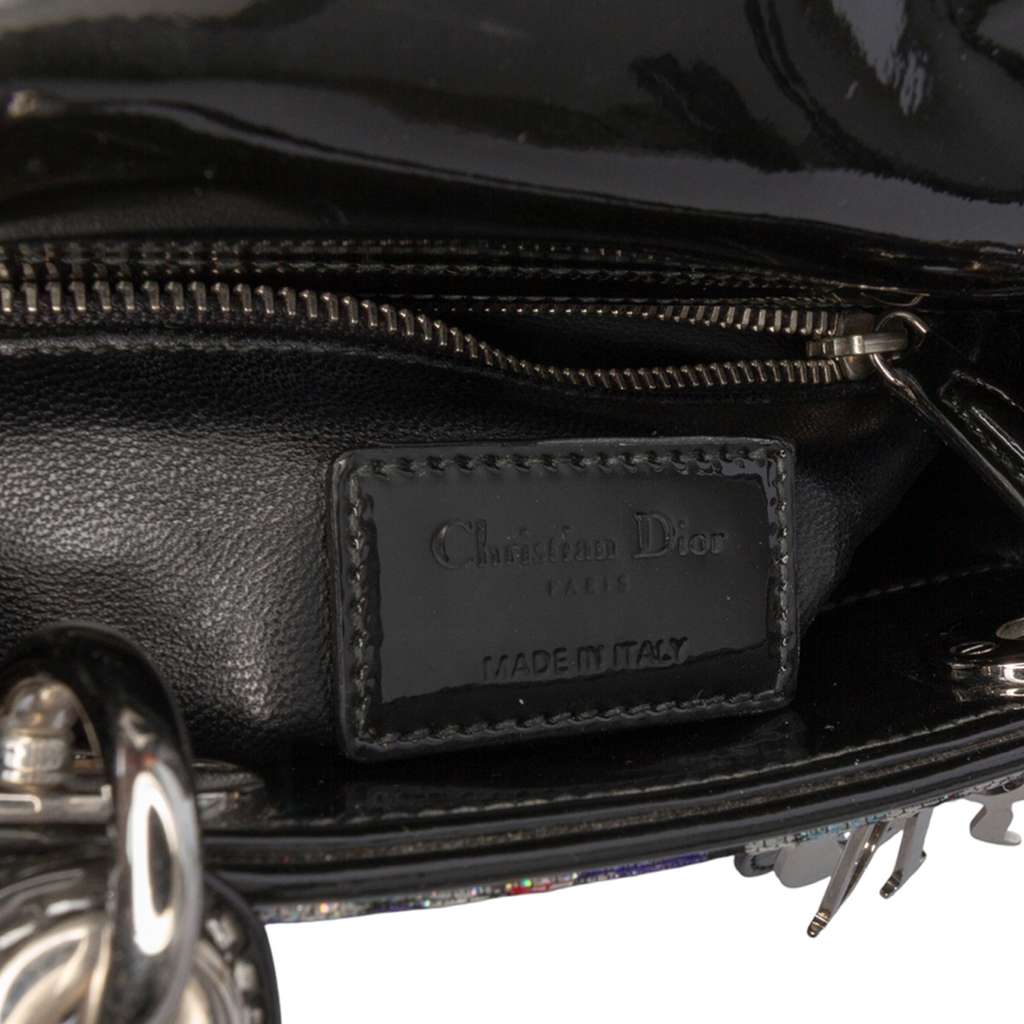 Dior Mini Multicolor Metallic Fabric and Patent Leather Lady Dior - Detail 1