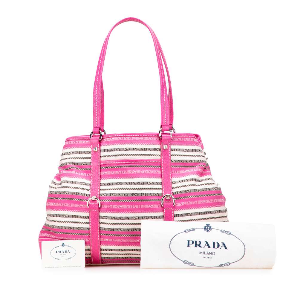 Prada Striped Jacquard Tote - Image 13