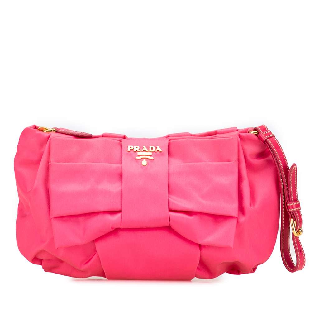 Prada Tessuto Bow Wristlet Clutch