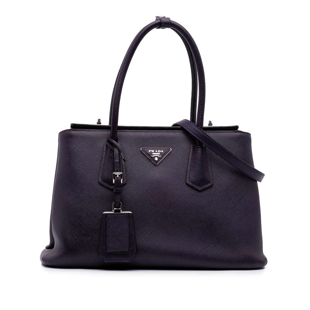 Prada Saffiano Cuir Turnlock Twin Satchel