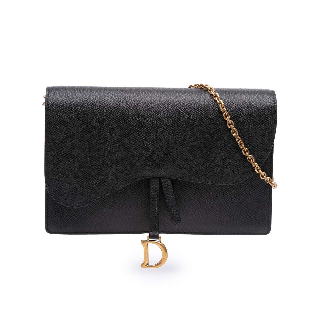 Dior Grained Calfskin Saddle Chain Pouch