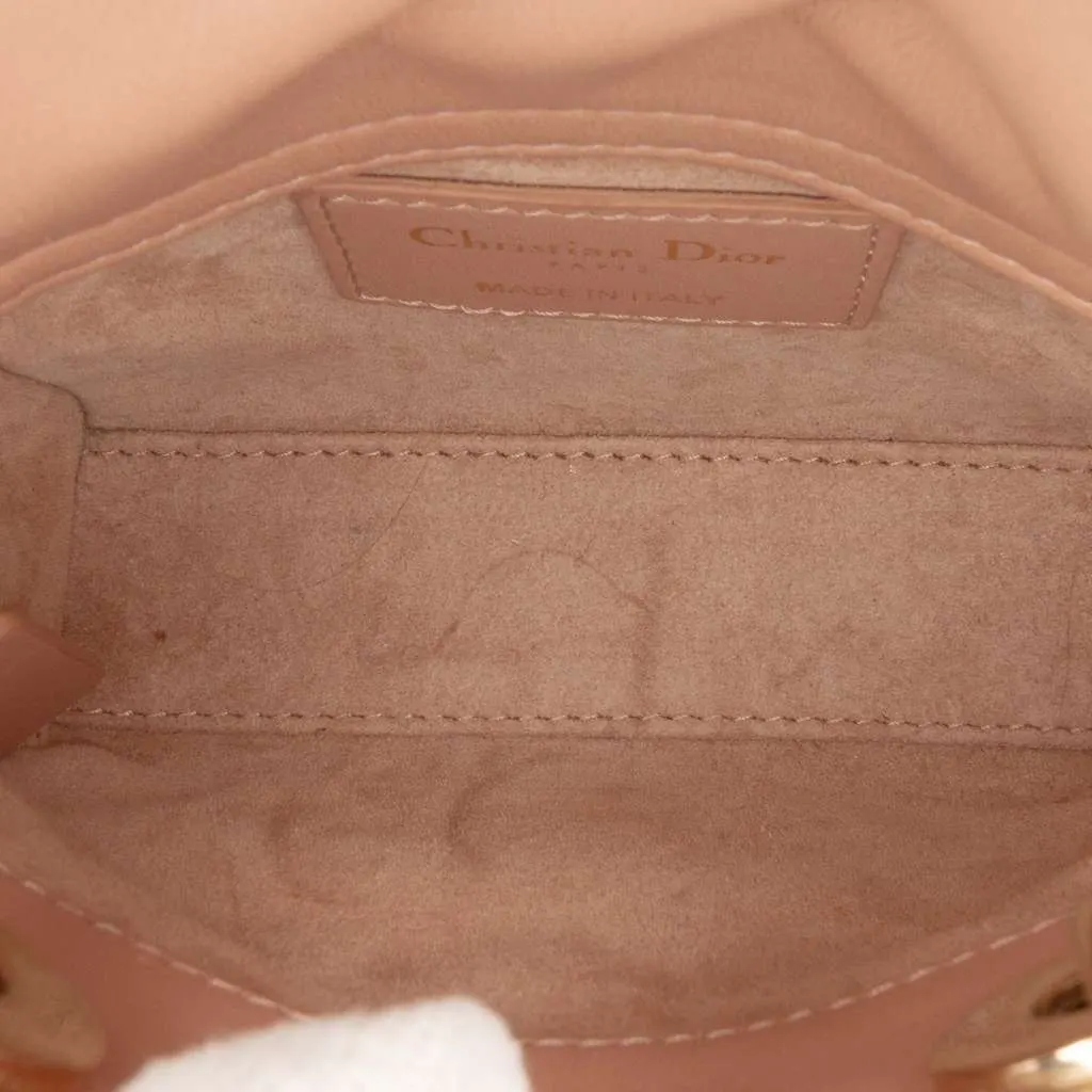 Dior Micro Lambskin Cannage Lady Dior Brown Leather Good - Model View