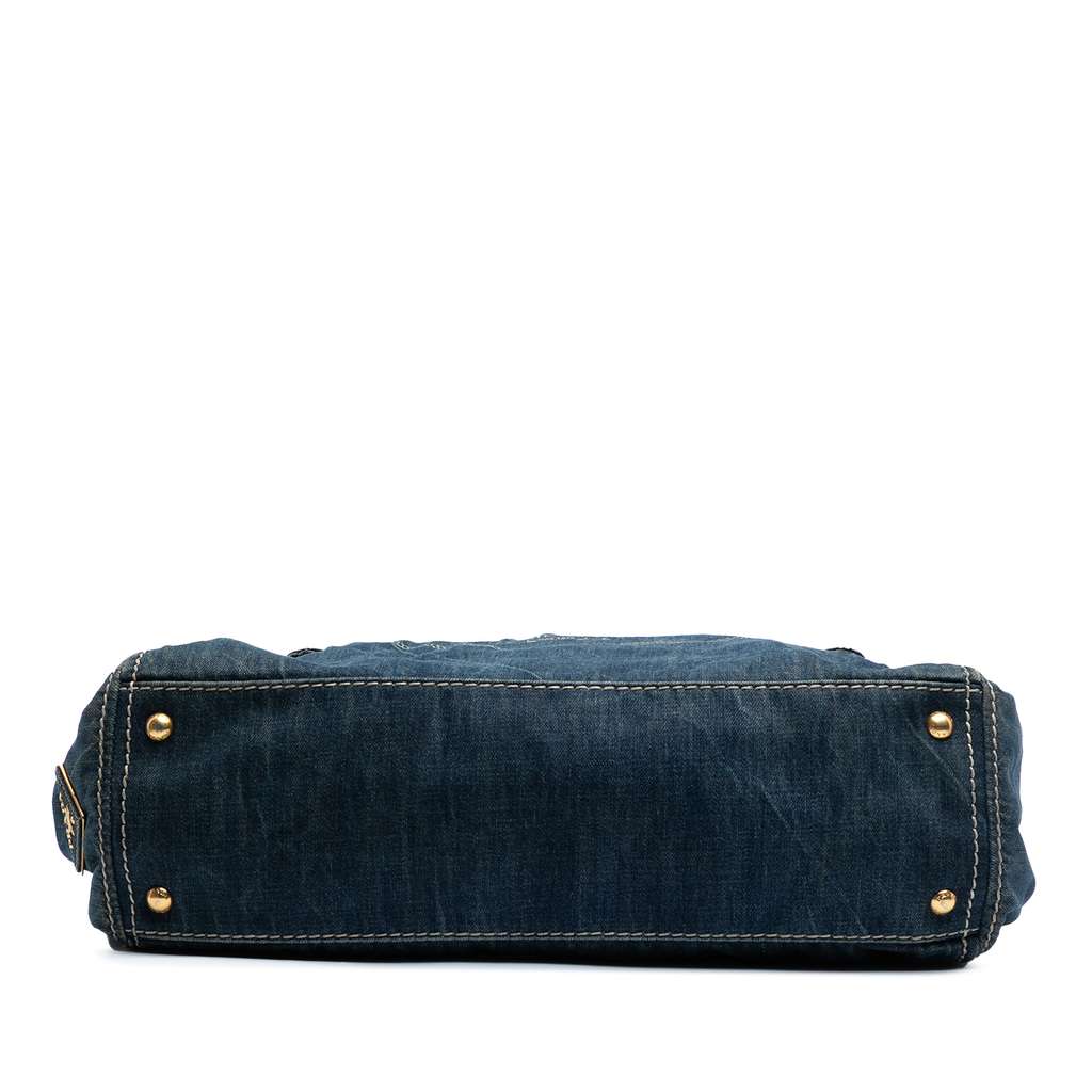 Prada Denim Canapa Logo Satchel - 3