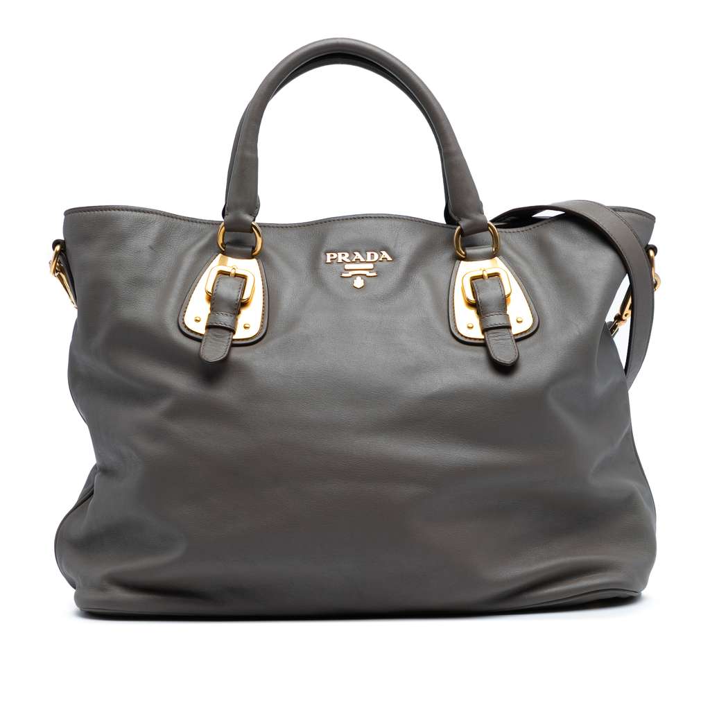 Prada Soft Calfskin Open Convertible Shopping Tote