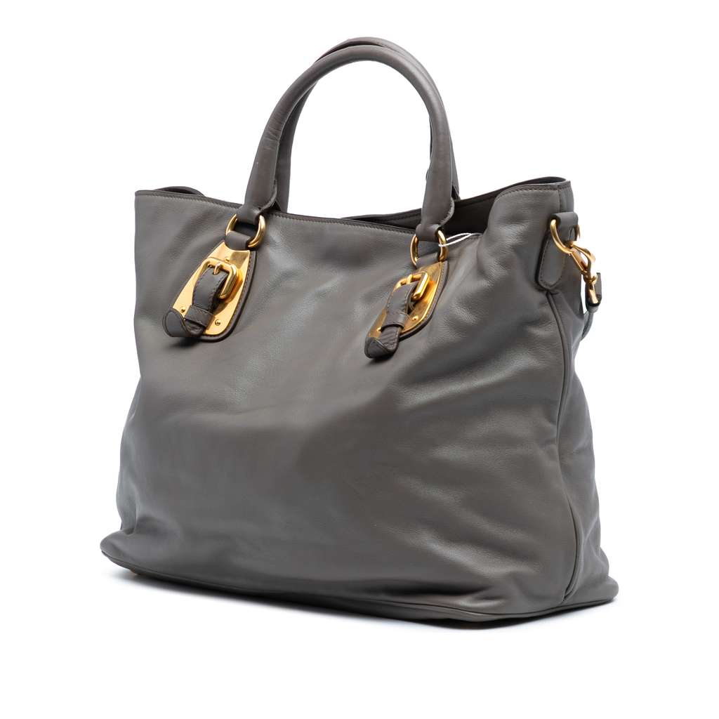 Prada Soft Calfskin Open Convertible Shopping Tote - Back view