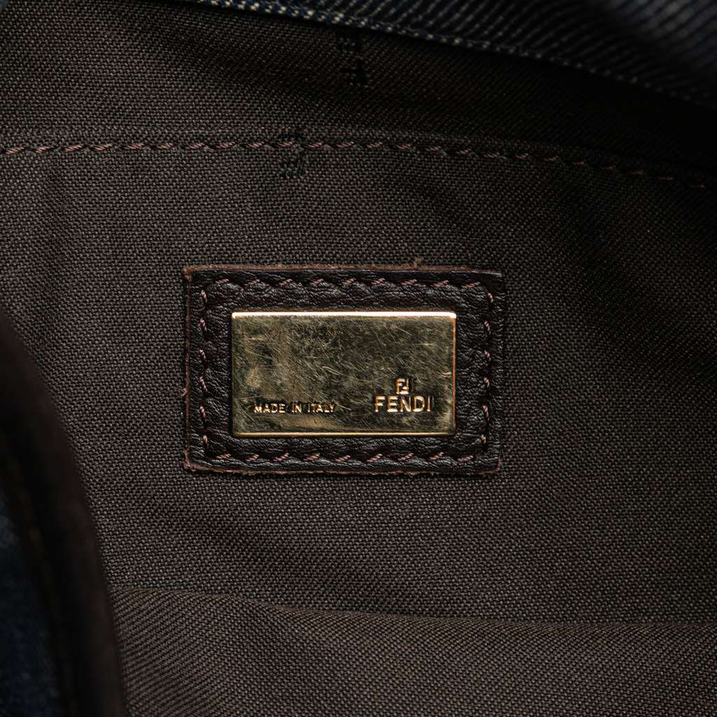 Fendi Zucca Trimmed Denim Buckle Flap Bag - Side view