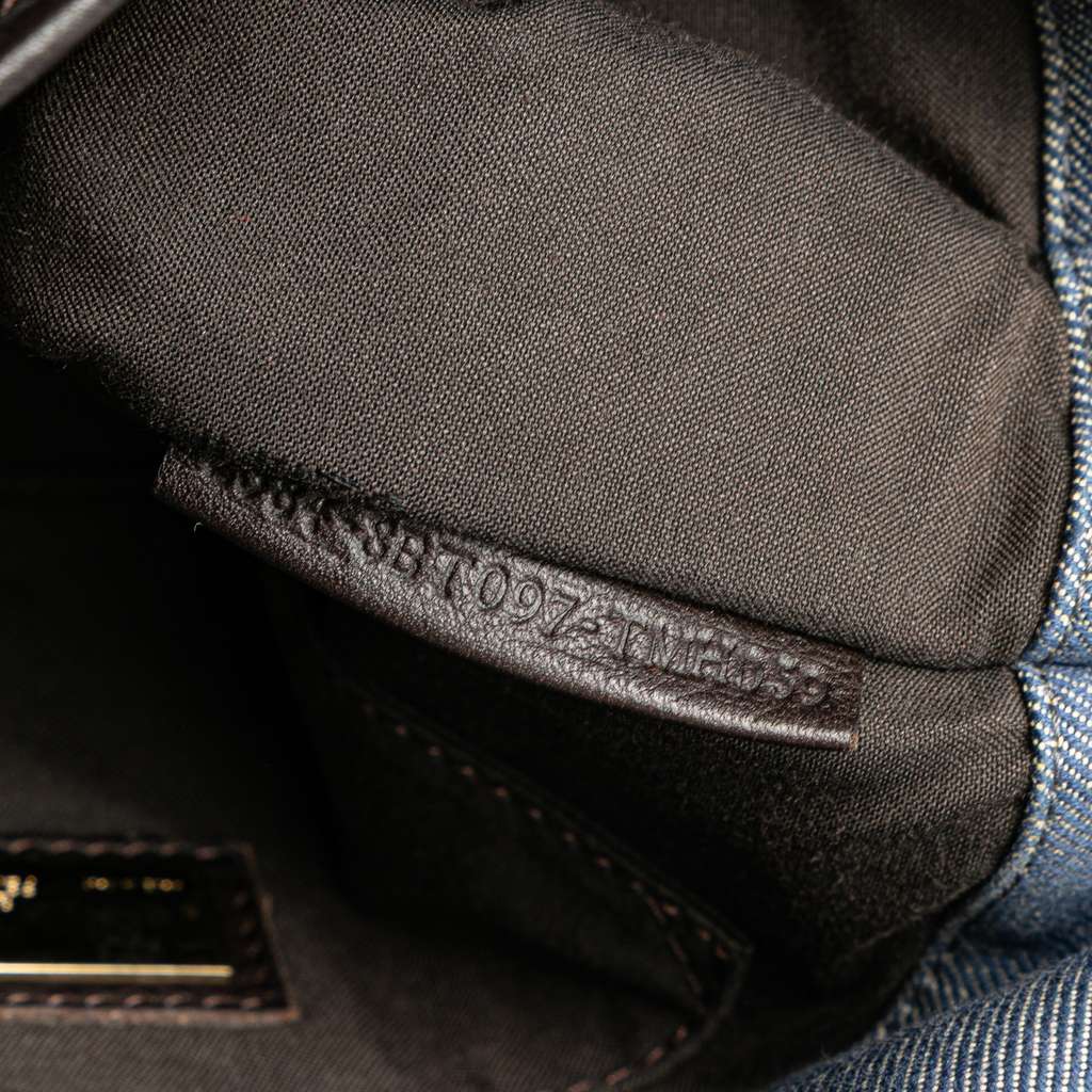Fendi Zucca Trimmed Denim Buckle Flap Bag - Detail 1