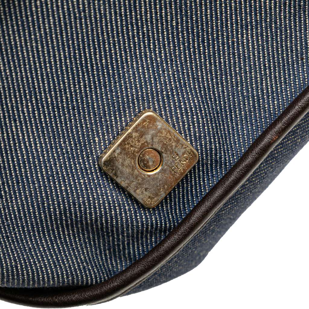 Fendi Zucca Trimmed Denim Buckle Flap Bag - Detail 2