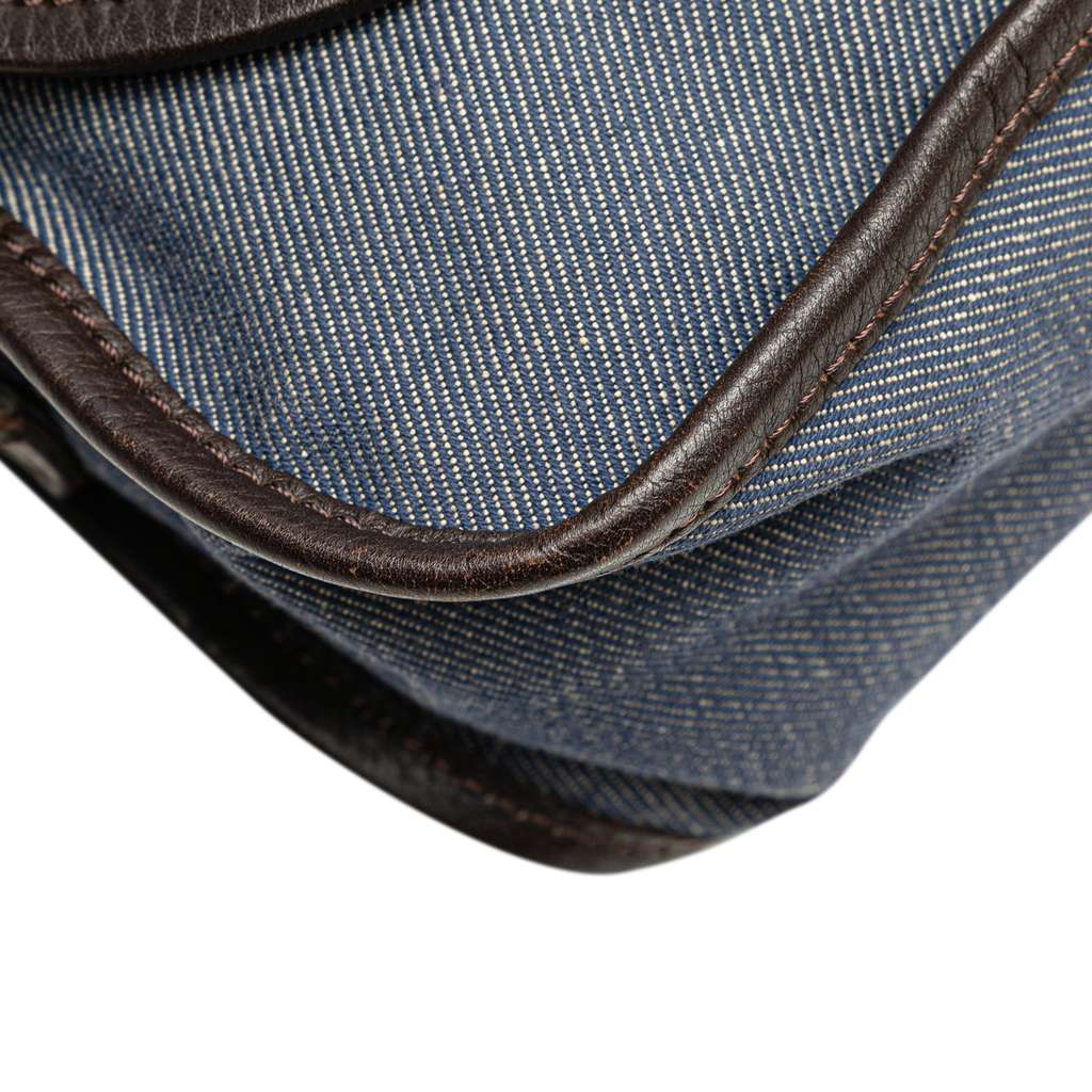 Fendi Zucca Trimmed Denim Buckle Flap Bag - Image 11