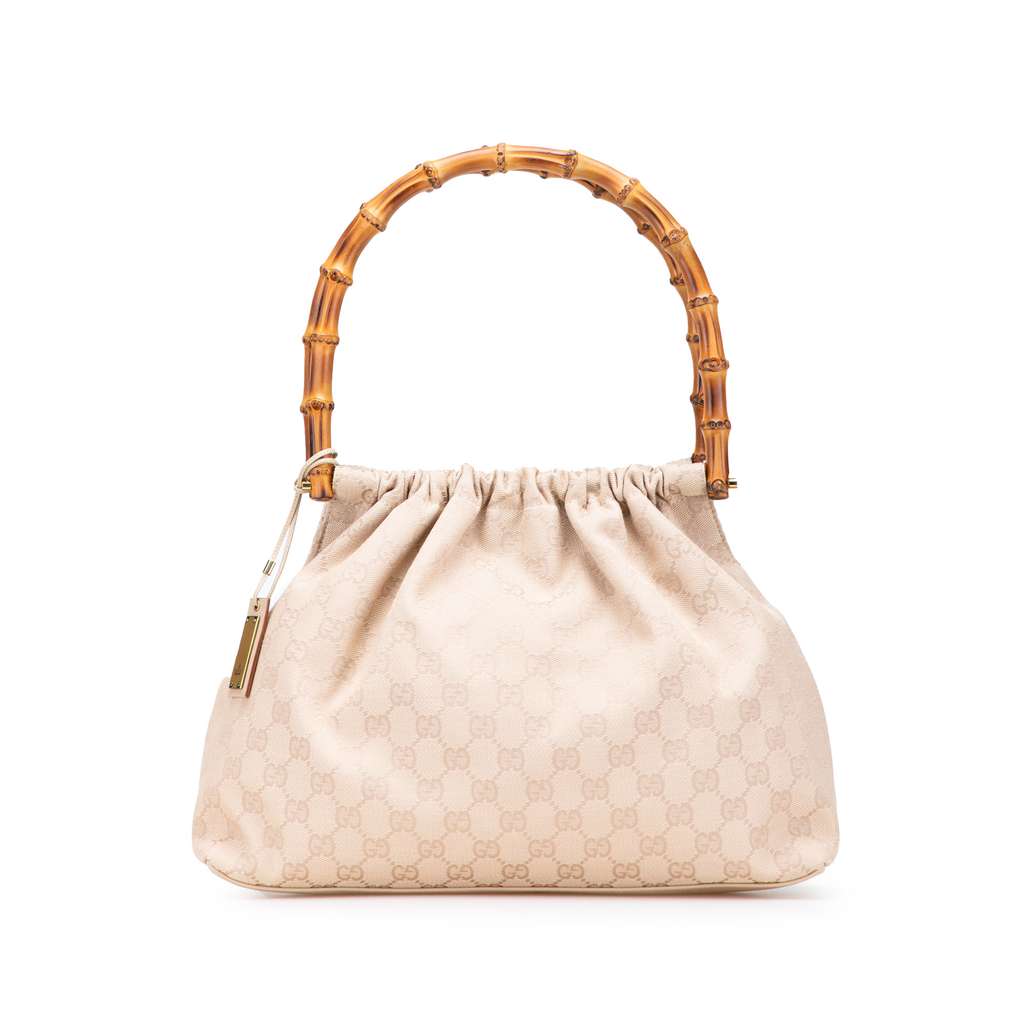 Gucci GG Canvas Bamboo Handbag