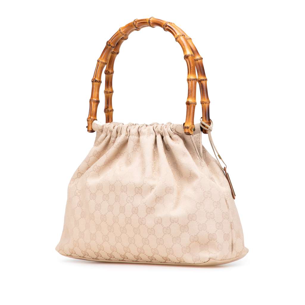 Gucci GG Canvas Bamboo Handbag - Back view