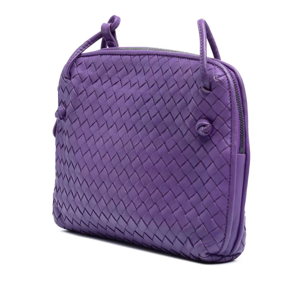 Bottega Veneta Nappa Intrecciato Nodini Crossbody Purple Leather Good - Back View