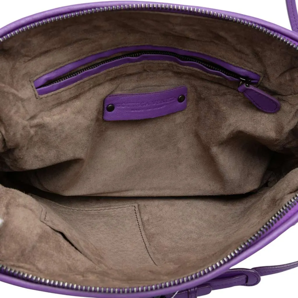 Bottega Veneta Nappa Intrecciato Nodini Crossbody Purple Leather Good - Model View
