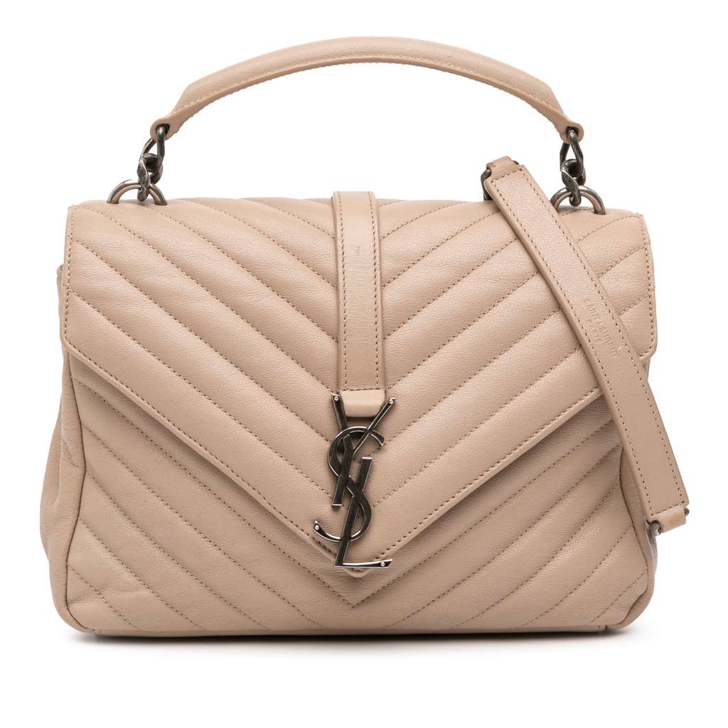 Saint Laurent Medium Monogram Chevron Sheepskin College Bag