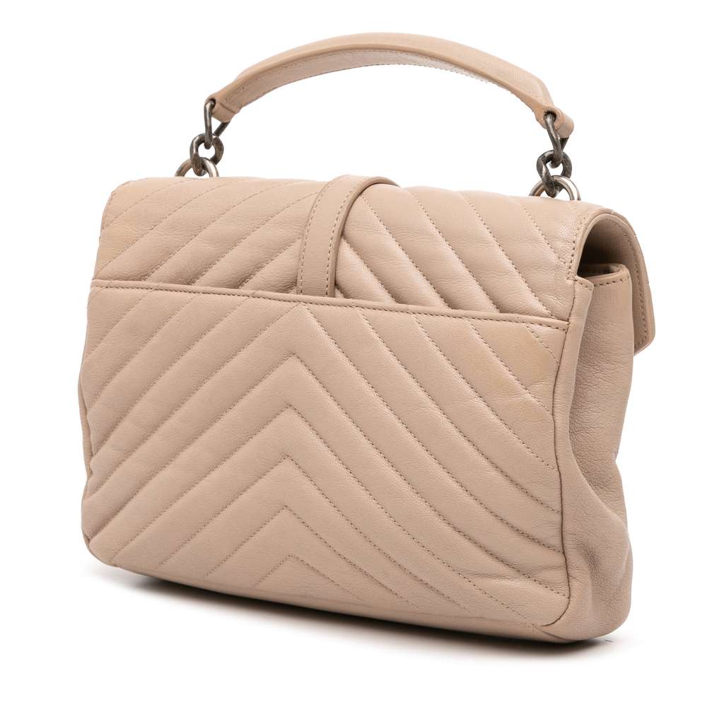 Saint Laurent Medium Monogram Chevron Sheepskin College Bag - Back view