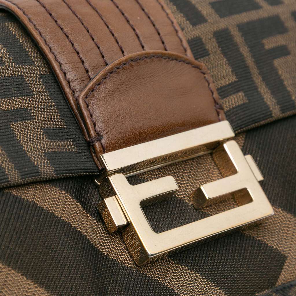 Fendi Zucca Canvas and Leather Chain Maxi Baguette - Detail 2