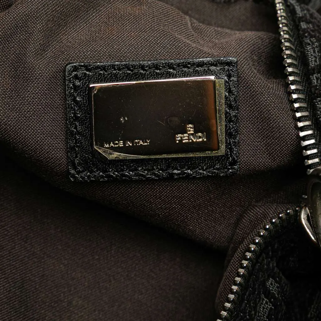 Fendi Zucchino Suede Oyster Shoulder Bag Black Leather Good - Box View