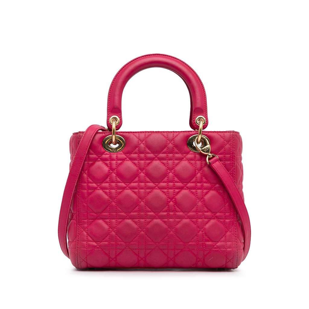 Dior Medium Lambskin Cannage Lady Dior - 4
