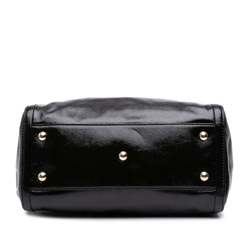 Gucci Small Patent Soho Satchel Black Leather Good - Inside View