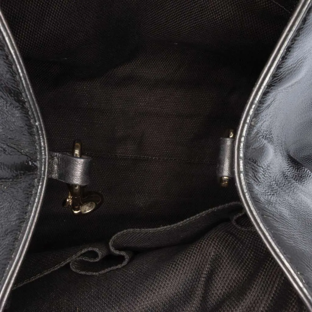Gucci Small Patent Soho Satchel Black Leather Good - Model View