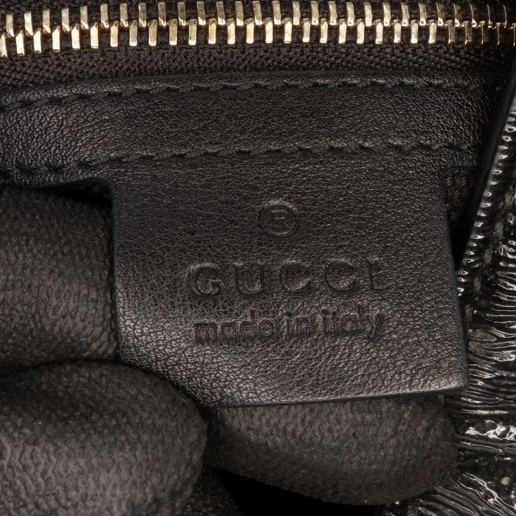 Gucci Small Patent Soho Satchel Black Leather Good - Box View