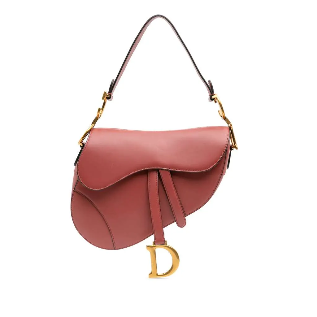 Dior Smooth Calfskin Saddle Bag Red Leather Good - Front View
