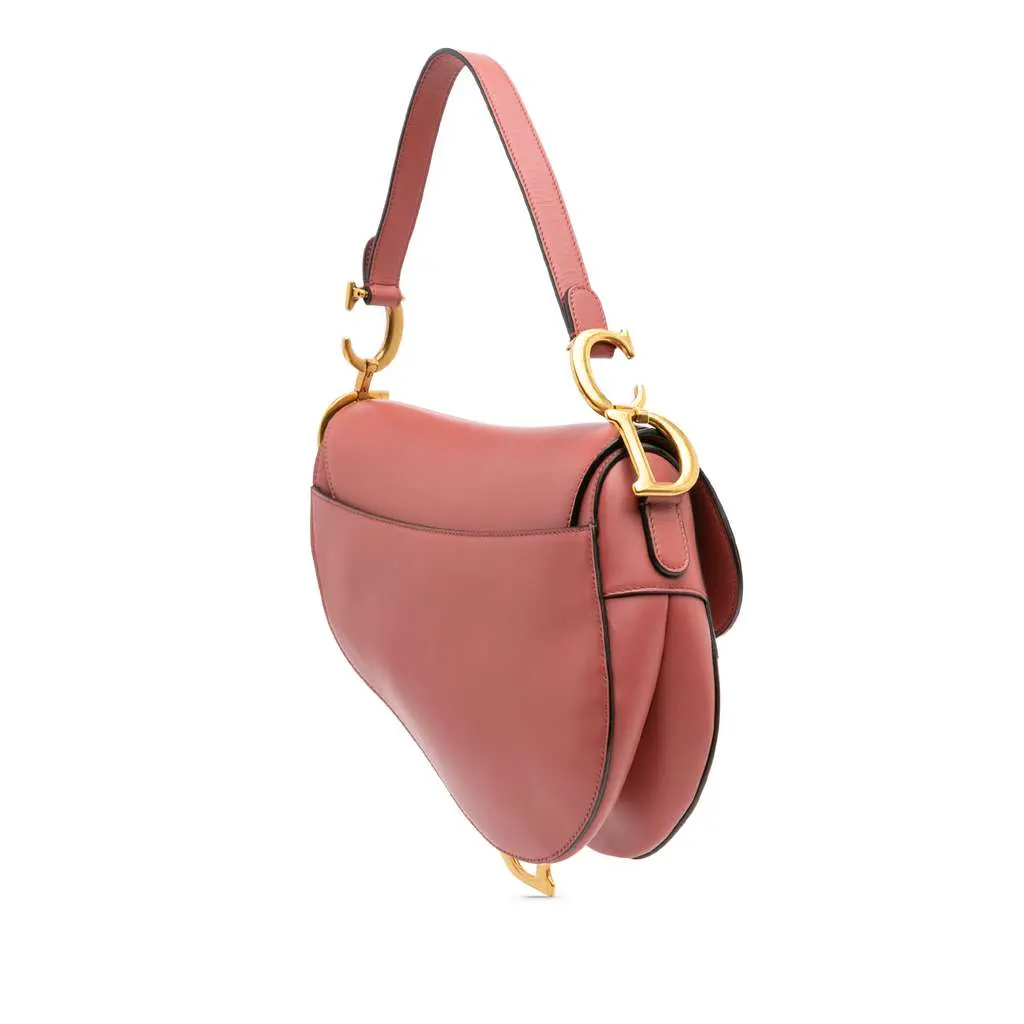 Dior Smooth Calfskin Saddle Bag Red Leather Good - Back View