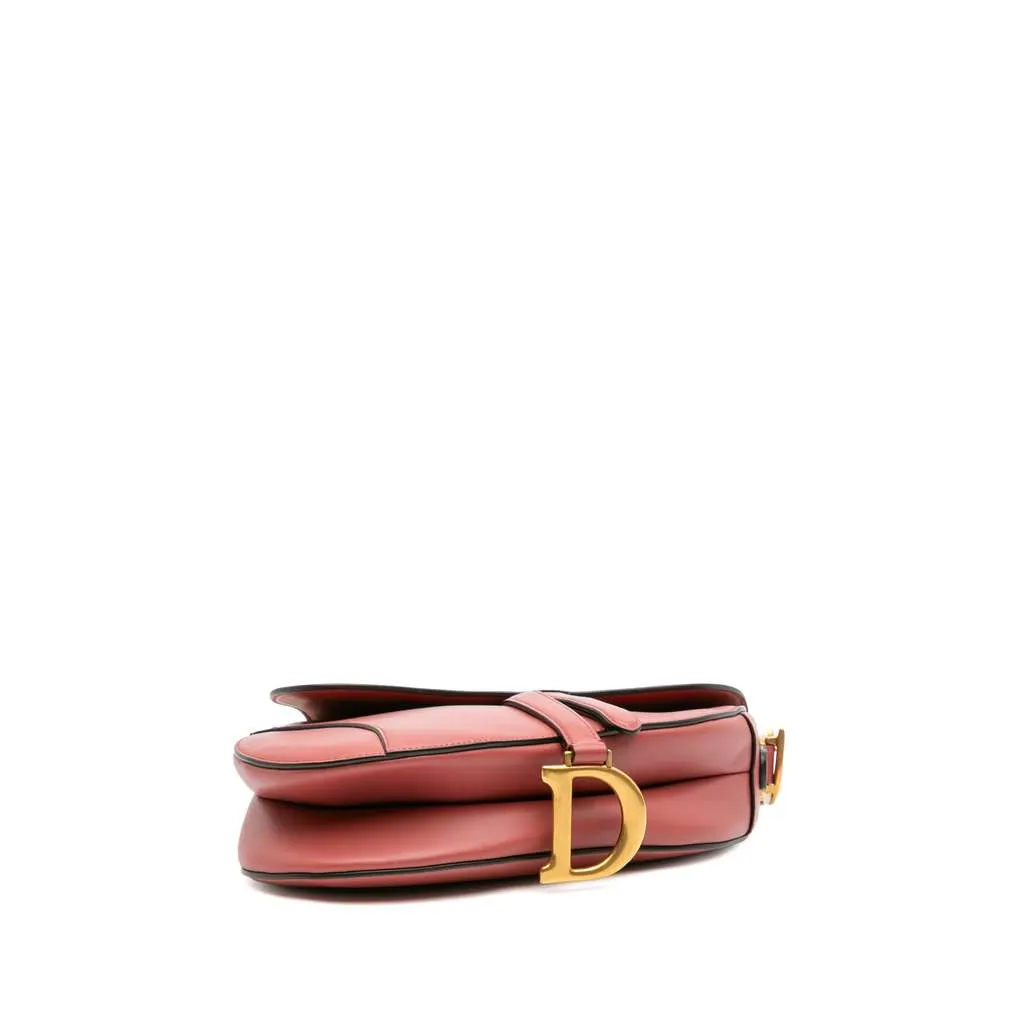 Dior Smooth Calfskin Saddle Bag Red Leather Good - Inside View