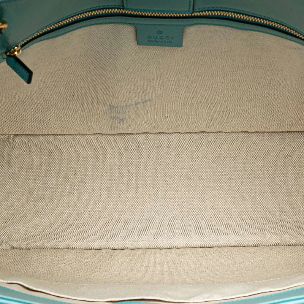 Gucci Medium Straw Horsebit 1955 Tote Blue Good - Box View