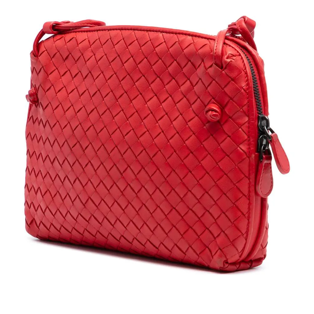 Bottega Veneta Nappa Intrecciato Nodini Crossbody Red Leather Good - Back View