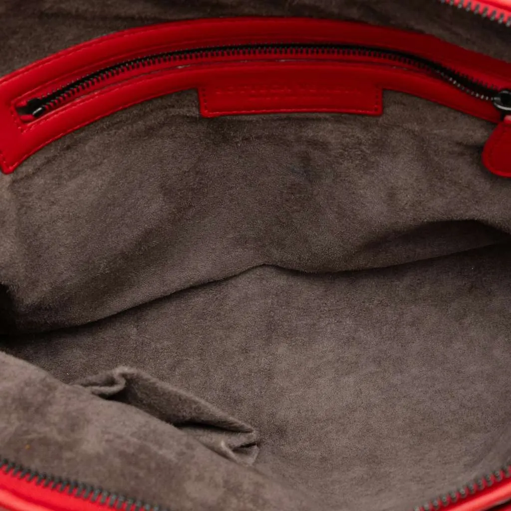 Bottega Veneta Nappa Intrecciato Nodini Crossbody Red Leather Good - Model View