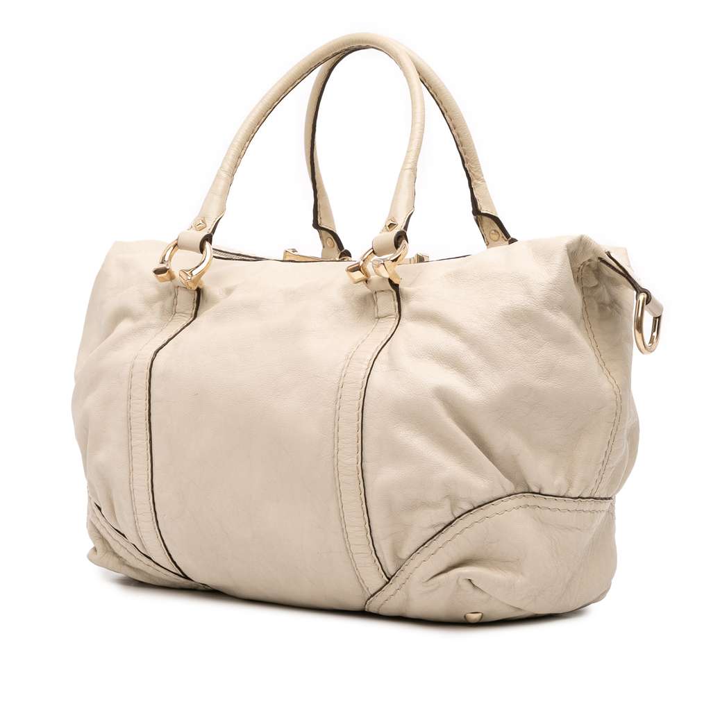 Gucci Leather Horsebit Nail Boston Bag - Back view