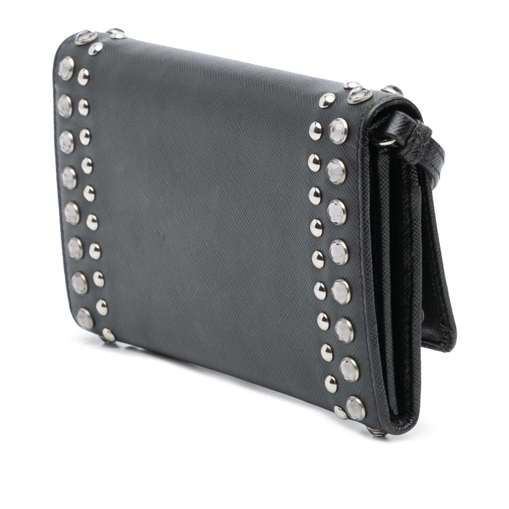 Prada Saffiano Crystal Studded Wallet on Strap - Back view