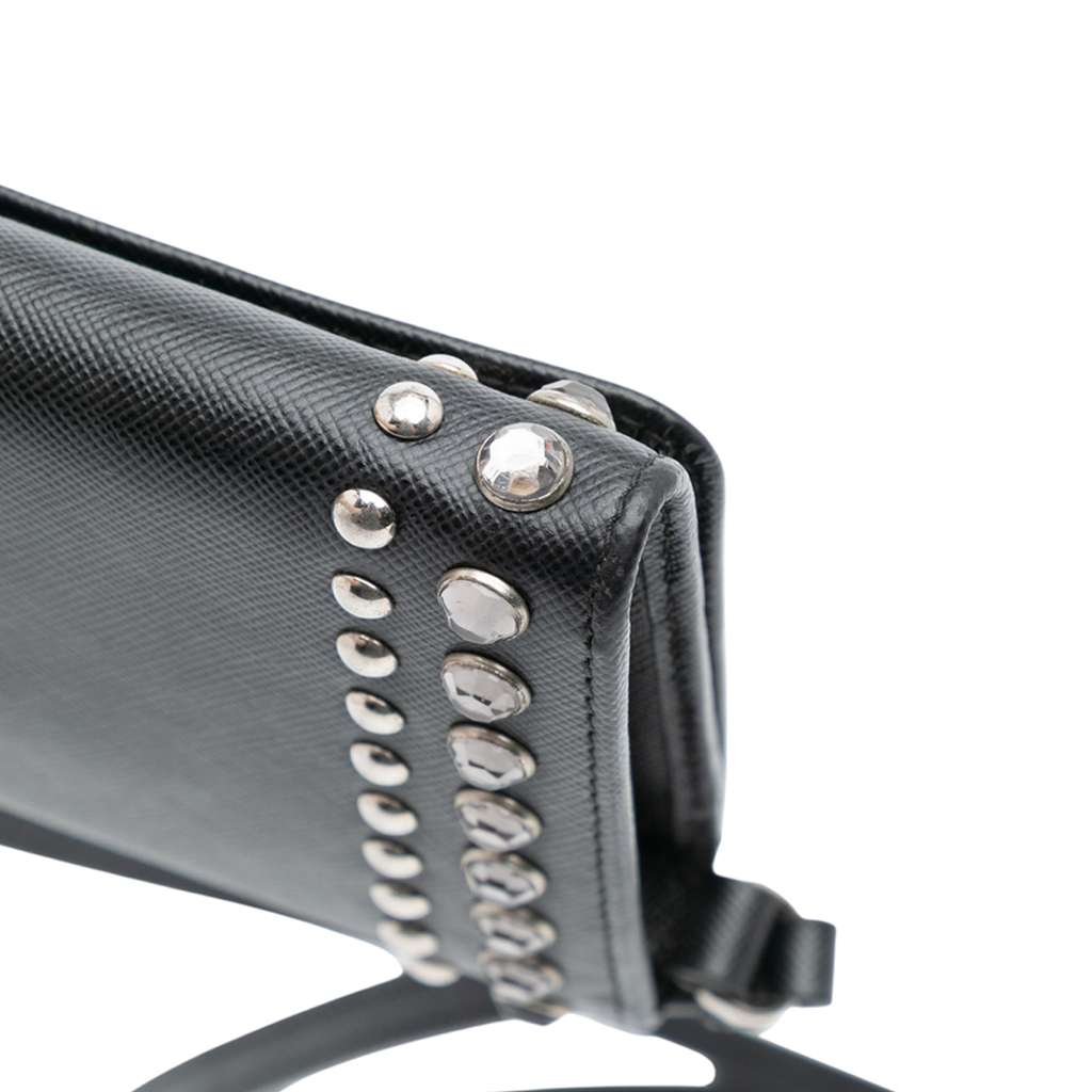 Prada Saffiano Crystal Studded Wallet on Strap - Detail 2