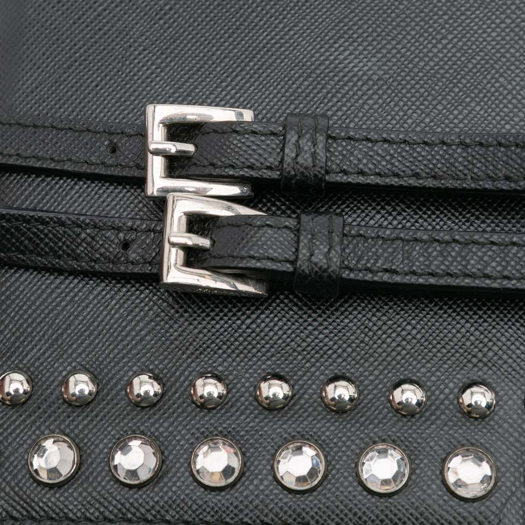 Prada Saffiano Crystal Studded Wallet on Strap - Image 12