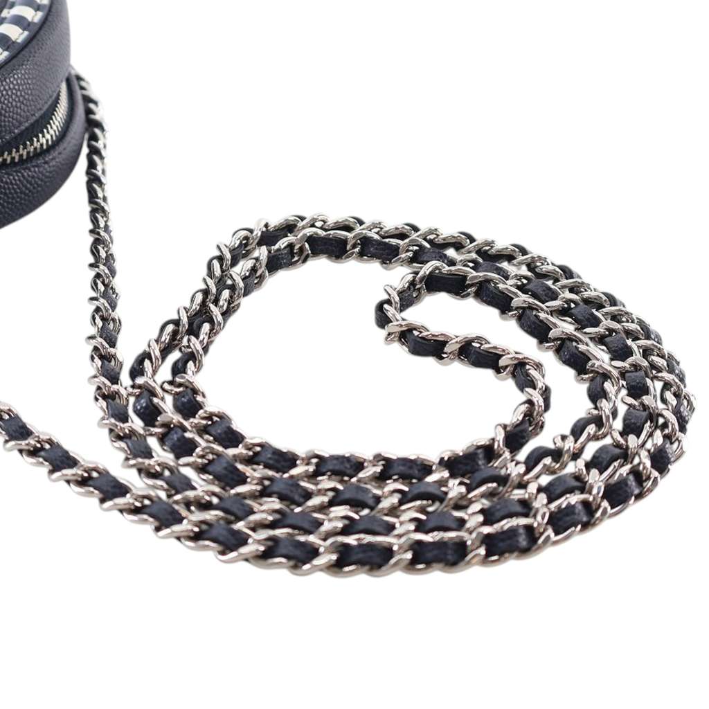 Chanel Caviar Striped CC Filigree Round Crossbody - Image 13