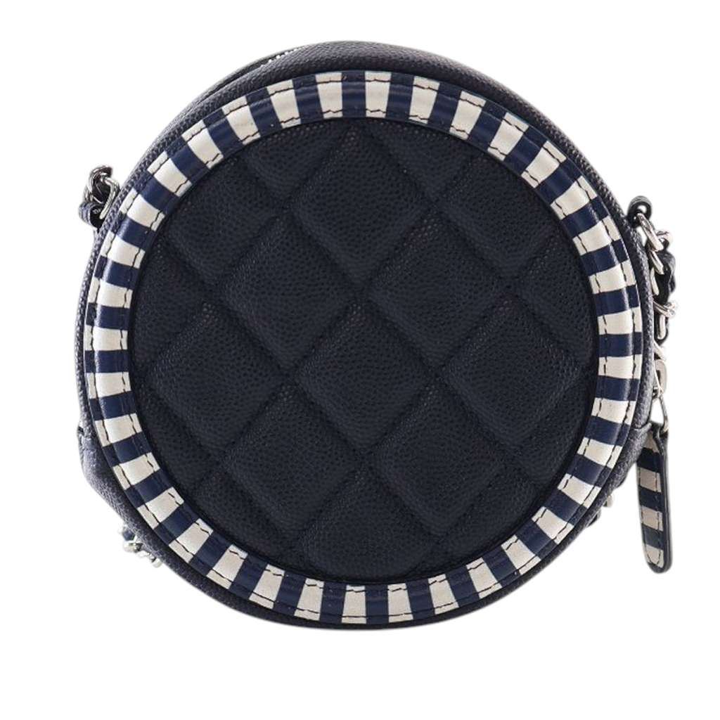 Chanel Caviar Striped CC Filigree Round Crossbody - Image 6