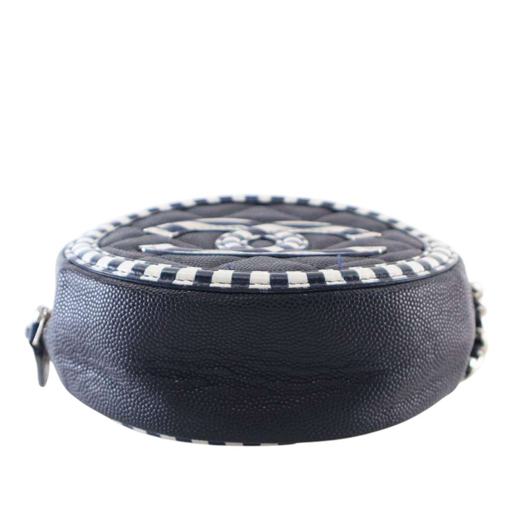 Chanel Caviar Striped CC Filigree Round Crossbody - 4