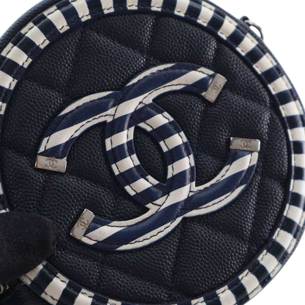 Chanel Caviar Striped CC Filigree Round Crossbody - Detail 2
