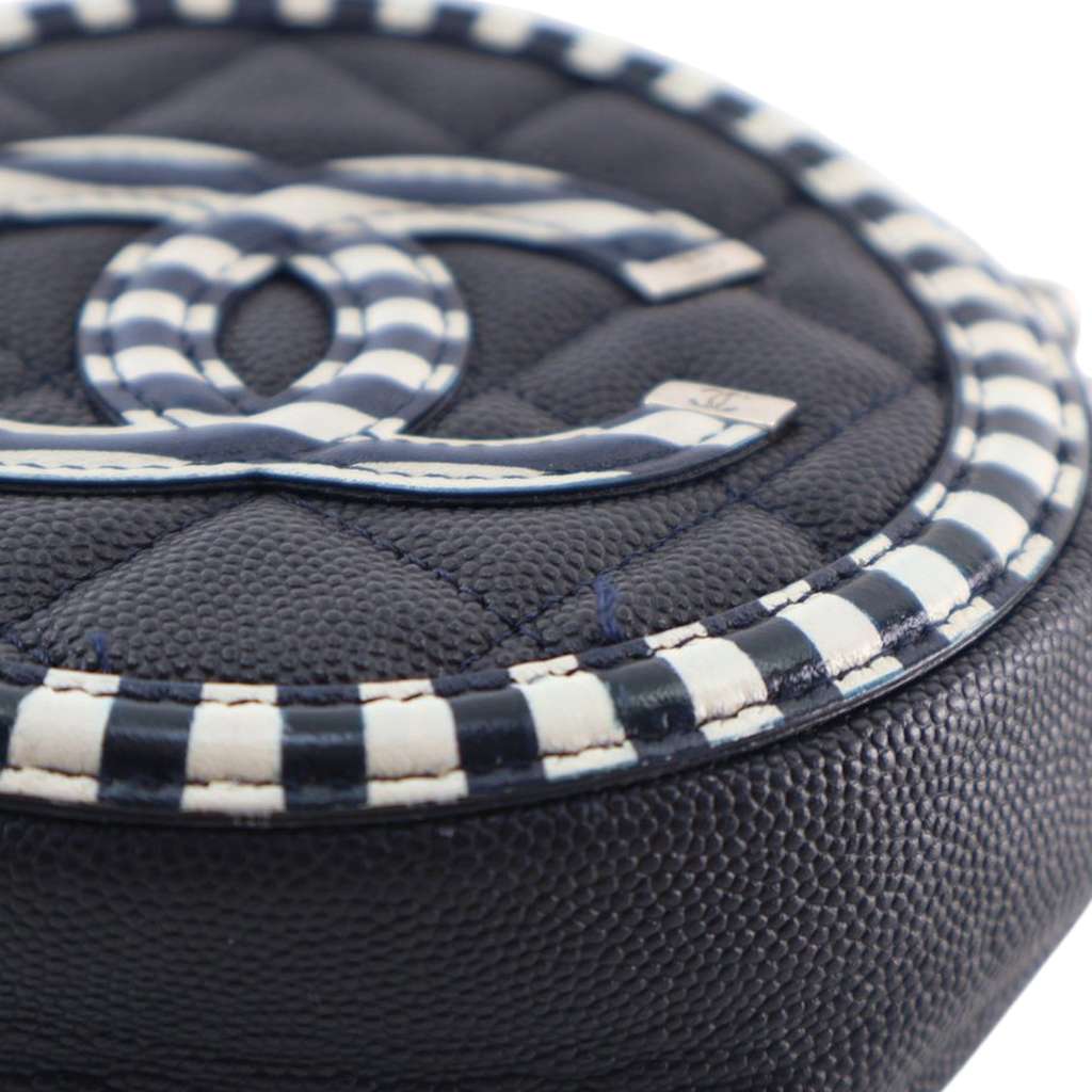 Chanel Caviar Striped CC Filigree Round Crossbody - Image 12