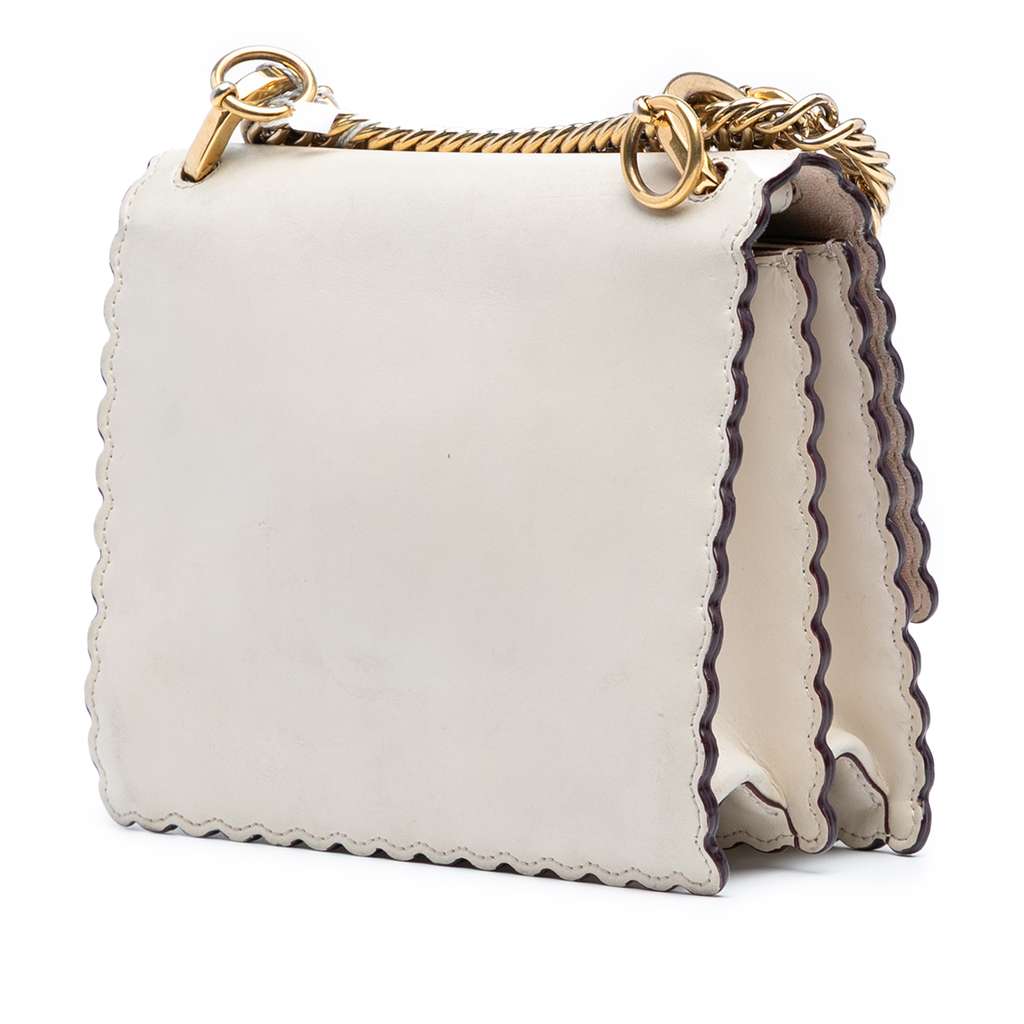 Fendi Small Scalloped Leather Kan I Crossbody - Back view