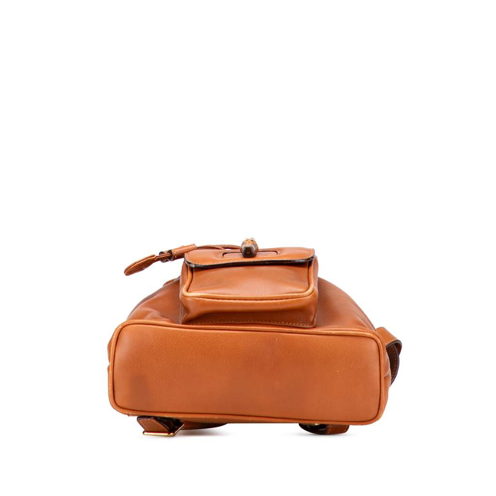 Gucci Leather Bamboo Drawstring Backpack - Image 6