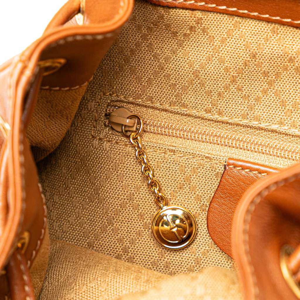 Gucci Leather Bamboo Drawstring Backpack - Detail 2
